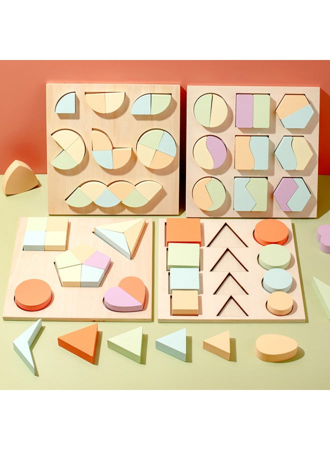 قطع الألغاز الهندسية، ألغاز من الخشب، كتل بناء على شكل، ألعاب تعليمية للأطفال، تعليم مبكر مونتيسوري - اللون: النمط 4 - Image 3